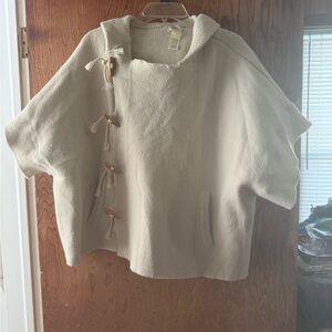 Free People Cream Toggle Hooded Poncho